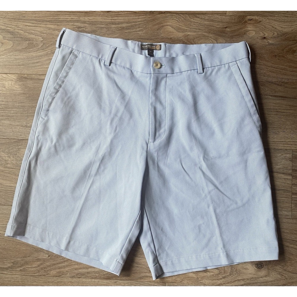 Peter Millar Crown Wicking‎ Mens Golf Shorts Performance Size 34 Blue Check